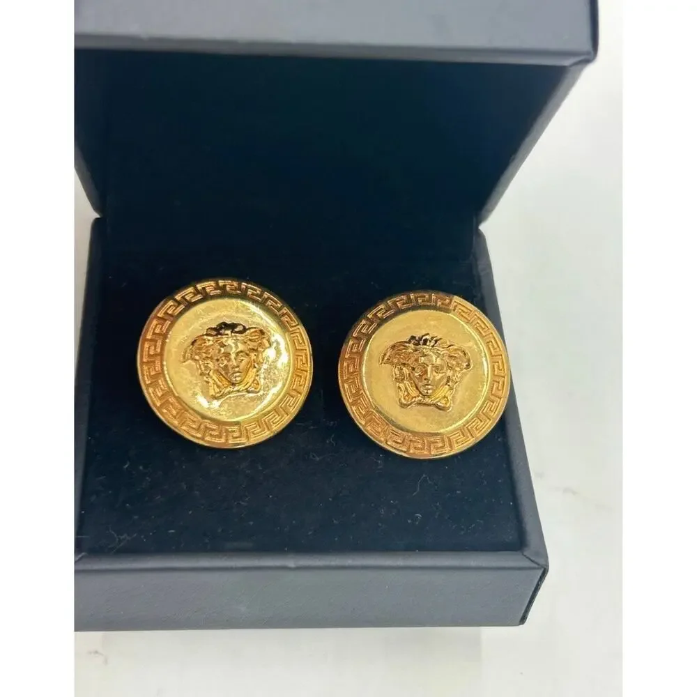 Women's Versace Medusa tribute gold pierced earrings made in Italy